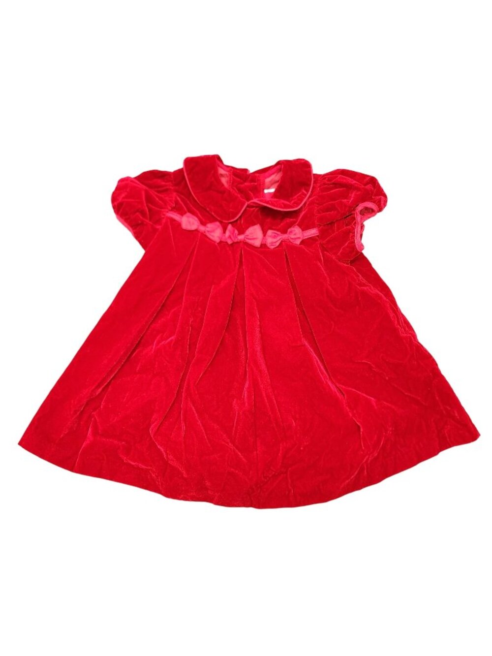 Baby Girls Red Velvet Long Dress with Bows 24 Months Christmas Formal Beautiful